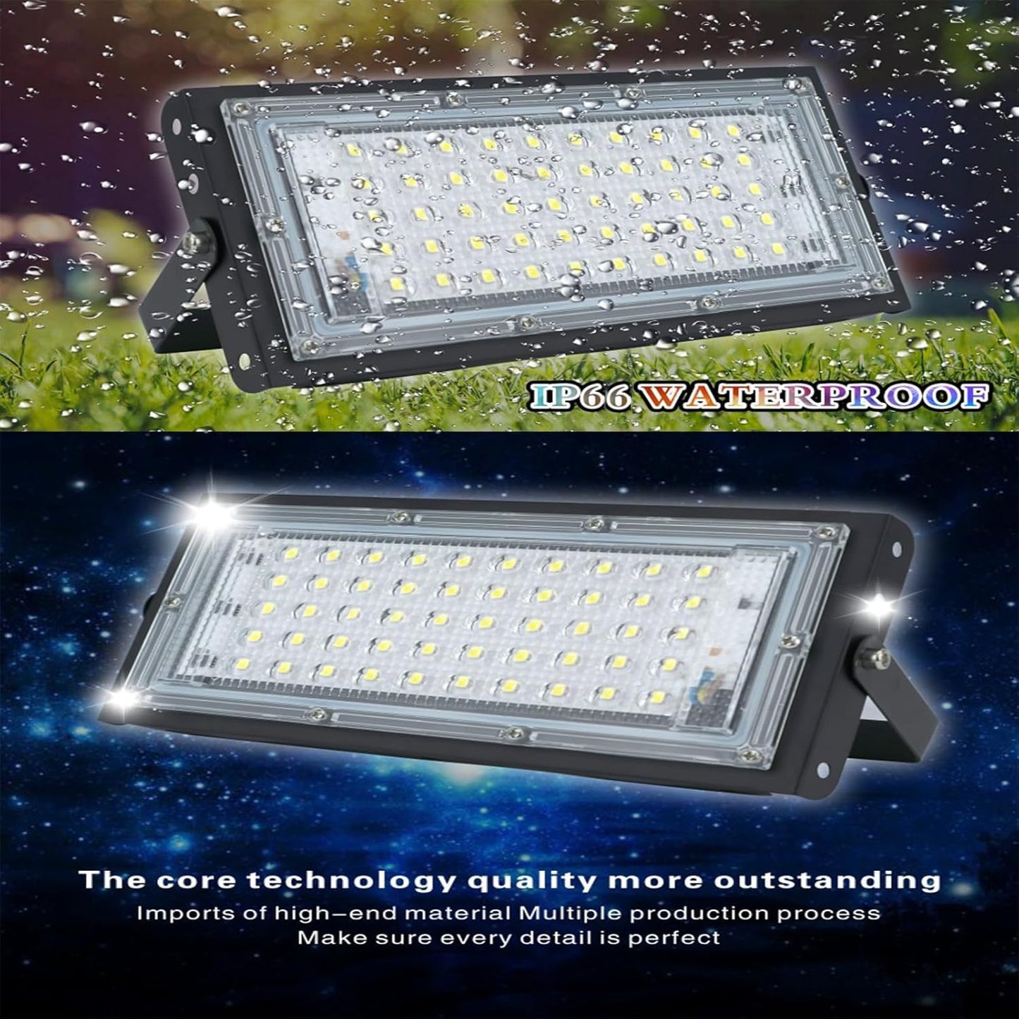 MODOAO 2 Pack 50W 4800LM Green LED Floodlight Outdoor Waterproof IP66