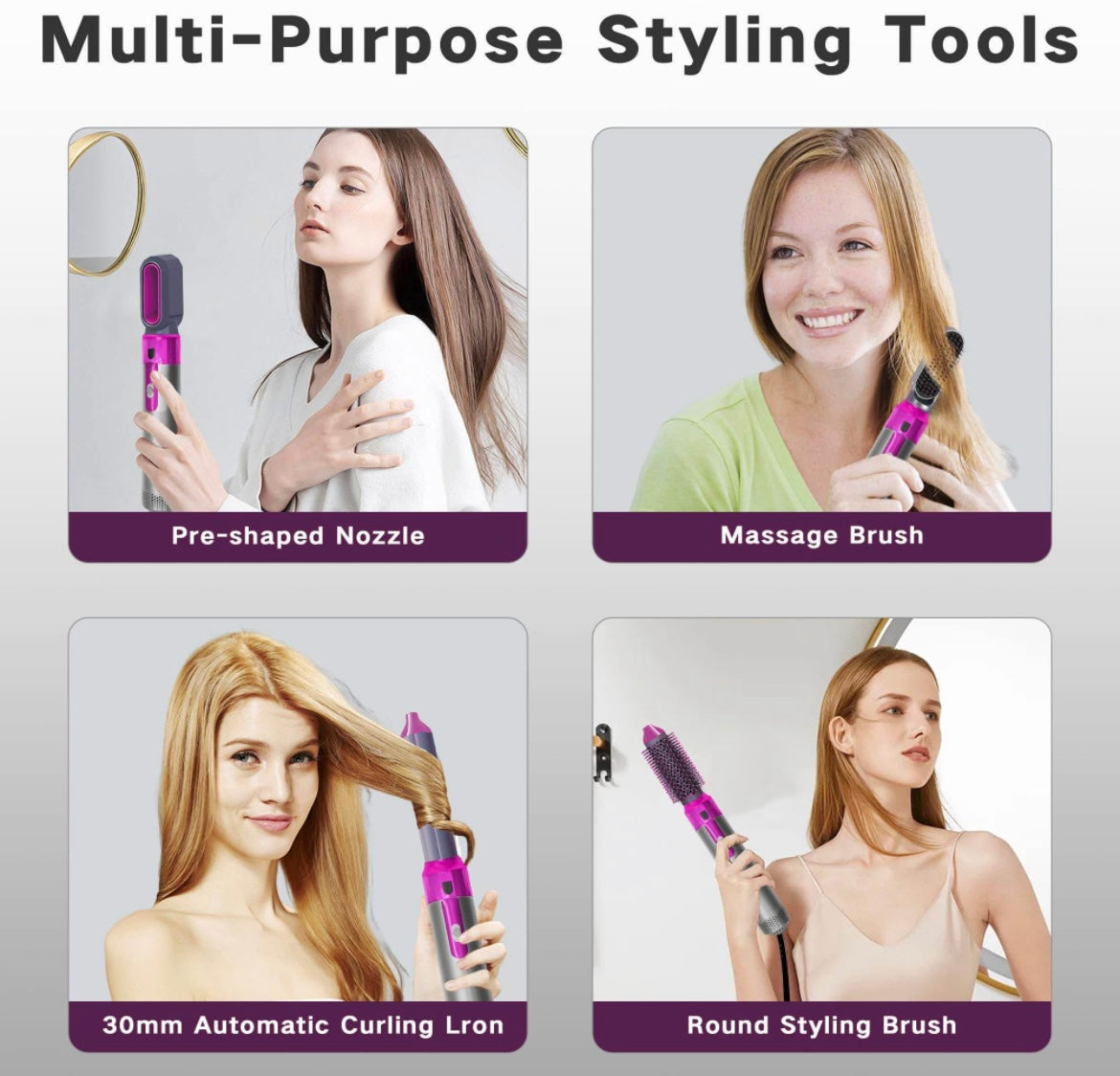 New Updated 5 in 1 Hair Styler, Hot Air Brush, Hair Dryer Brush, Hair Curler, Air Styler, Hair Dryer