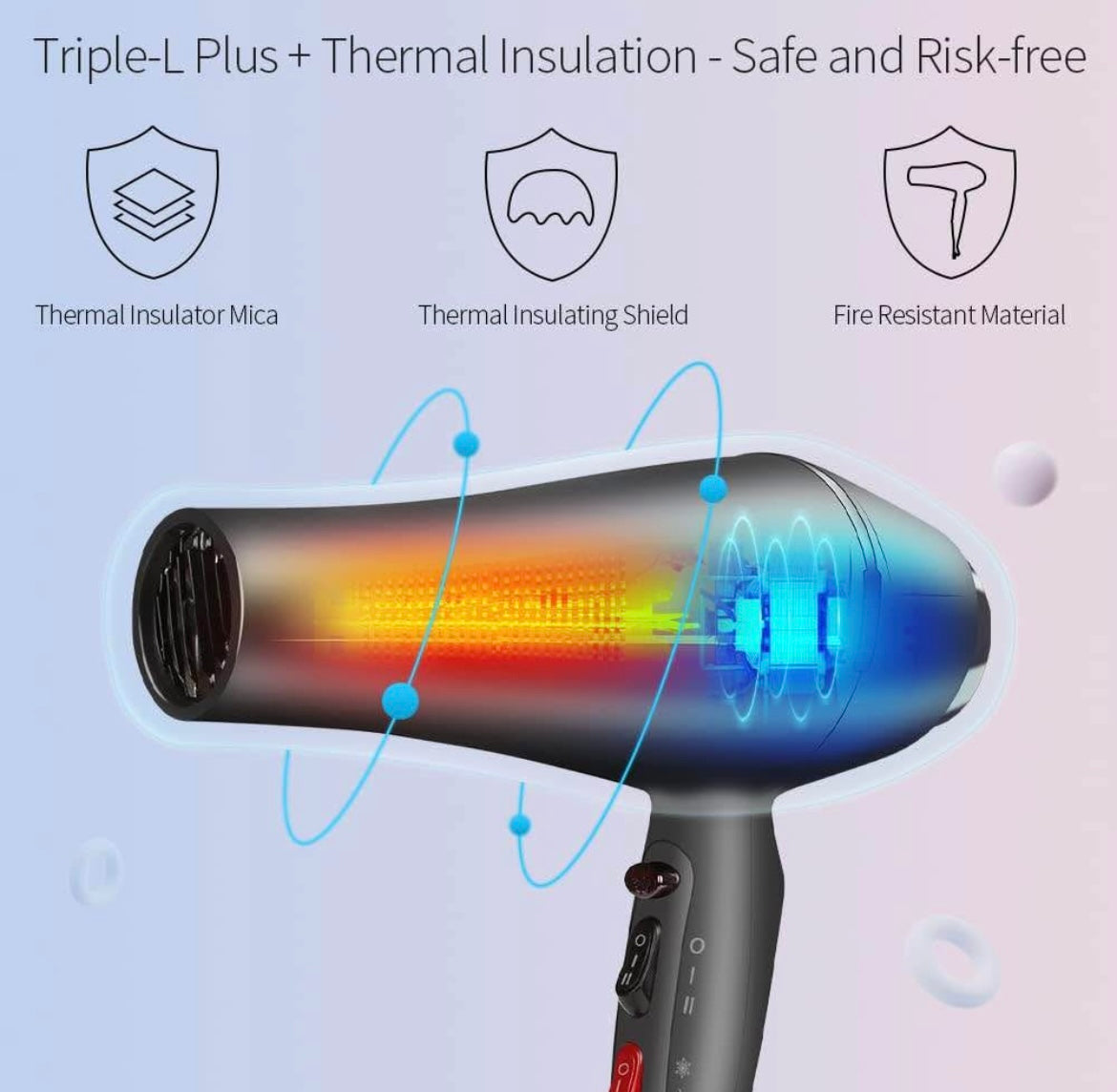Faszin Hair Dryer Ionen Professional Hair Dryer, Hair Dryer, Super Fast Hair Dryer gray