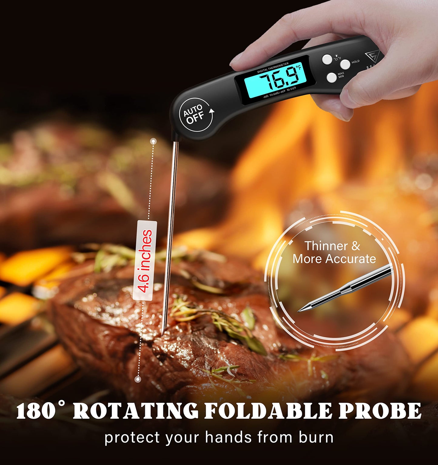 DOQAUS Digital Meat Thermometer, Instant Read Food Thermometers for Cooking