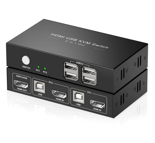 Rybozen KVM Switch HDMI 2 Port Box,USB Switch selector with 4 USB 2.0 Hub Share 2 Computers