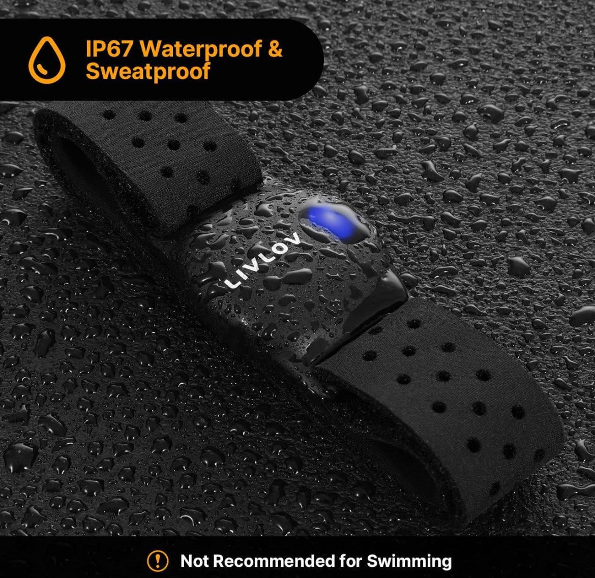 LIVLOV V9 Bluetooth ANT+ Heart Rate Monitor Armband, HRM Sensor IP67 Waterproof