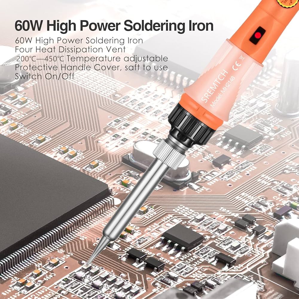 SREMTCH Soldering Iron Set with On/Off Switch, Adjustable Temperature 200~450°C