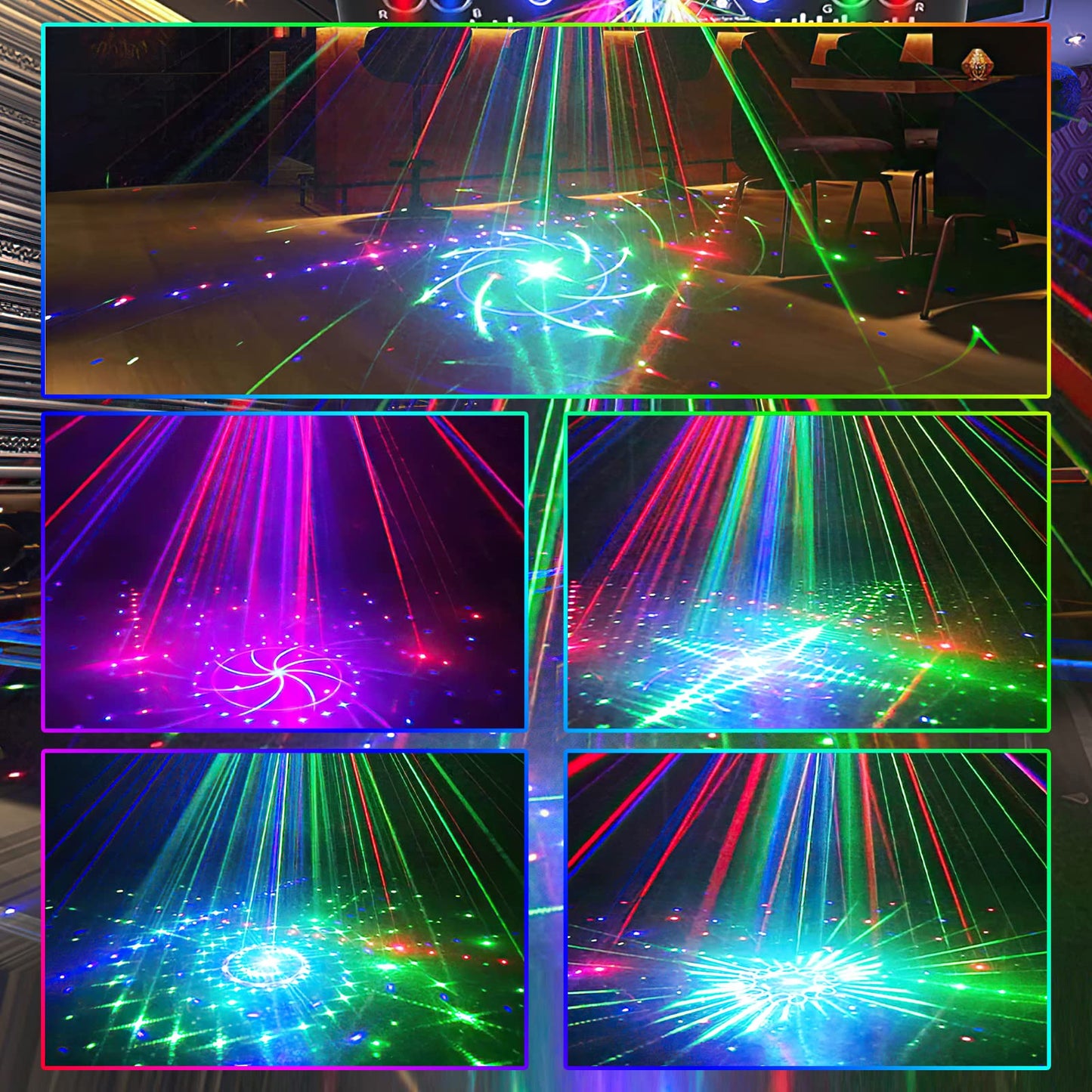 Littleboyny DJ Disco Light Party Light, LED RGB Projector Music Controlled Lights, DMX