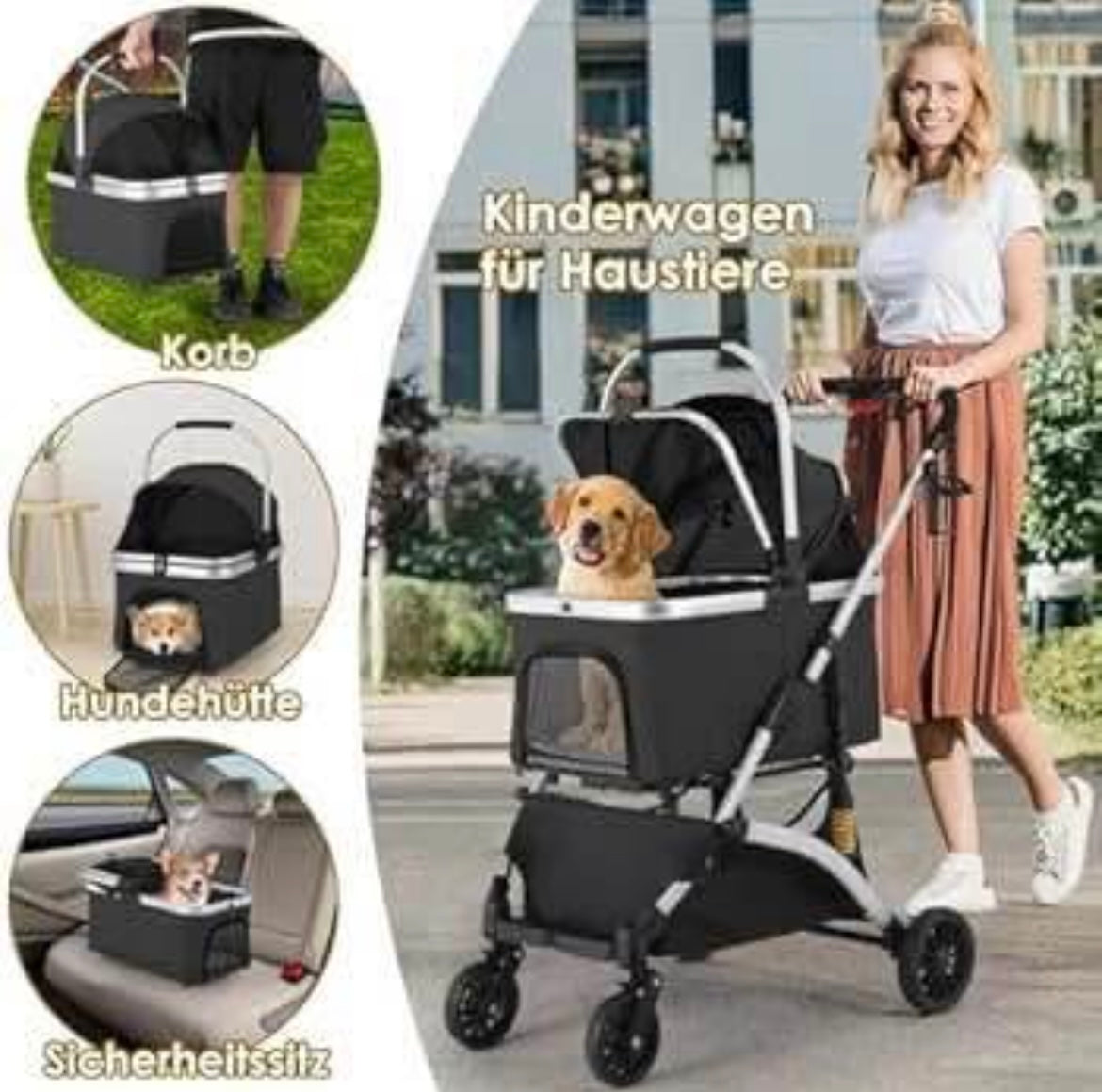 3 in 1 Pet Stroller Pet Carrier for Dogs and Cats, up to 20 kg