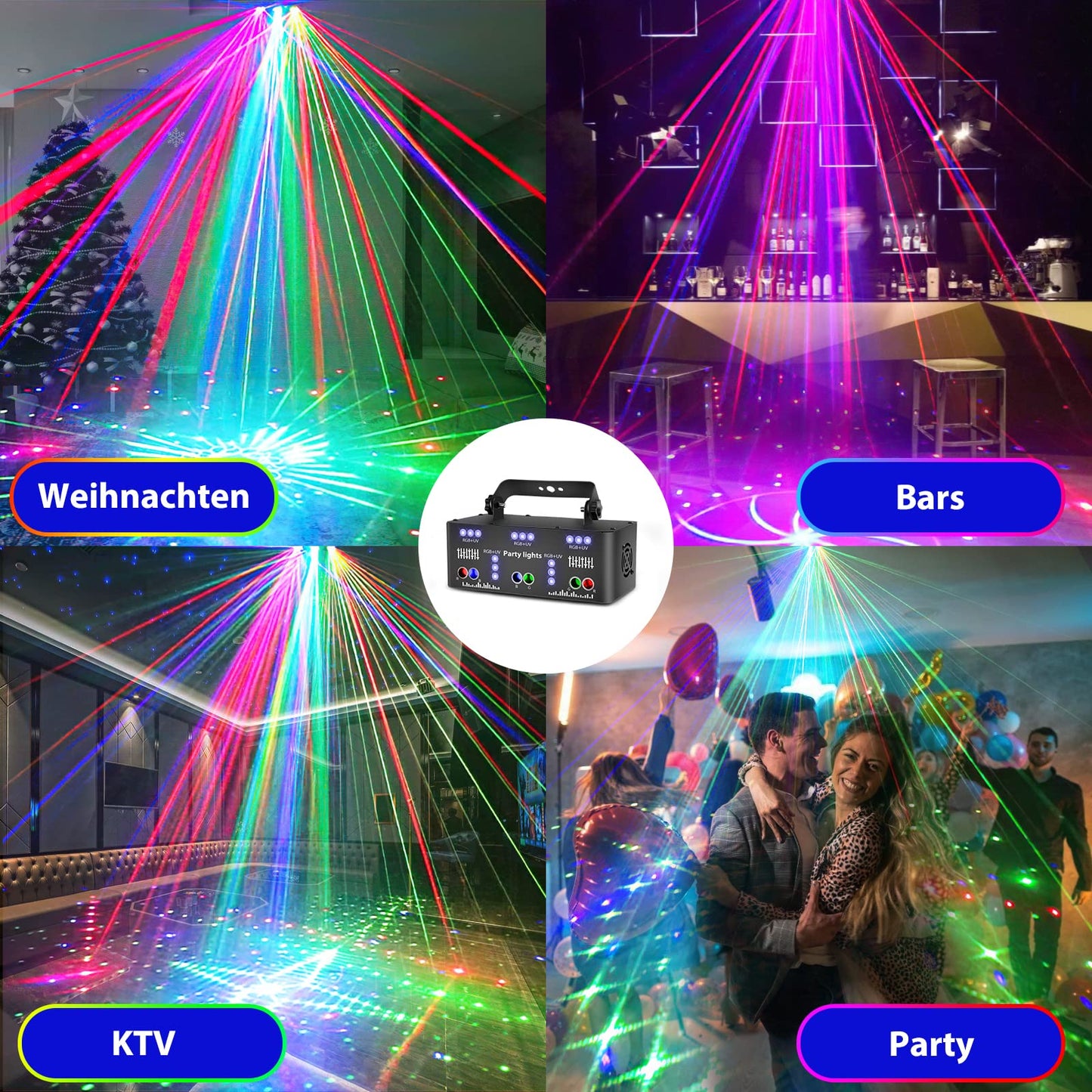 Littleboyny DJ Disco Light Party Light, LED RGB Projector Music Controlled Lights, DMX