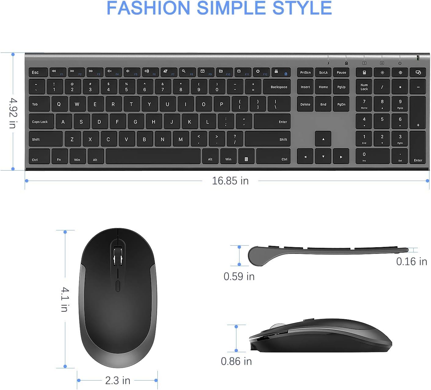 Jelly Comb Rechargeable Wireless Keyboard and Mouse Set, Bluetooth