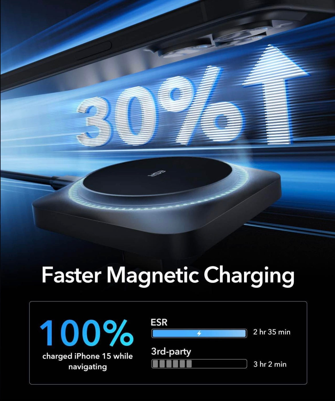 ESR for MagSafe Car Mount Charger with CryoBoost, Phone Cooling MagSafe Car Charger