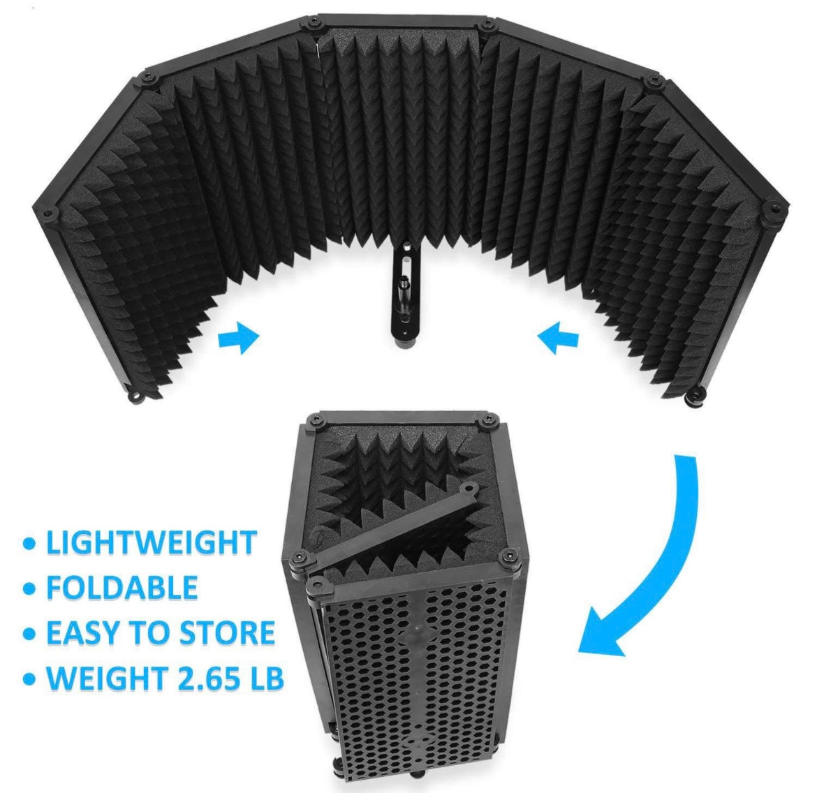 Mic Isolation Shield - Portable Studio Acoustic Sound Shield with Absorbing Foam for Microphone