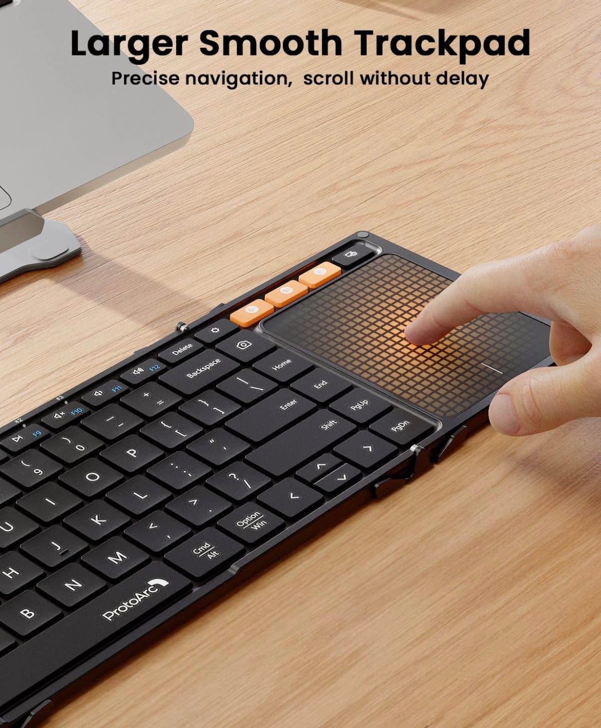 ProtoArc Foldable Keyboard with Touchpad, XK01 TP Folding Portable Keyboard, Full Size Keys