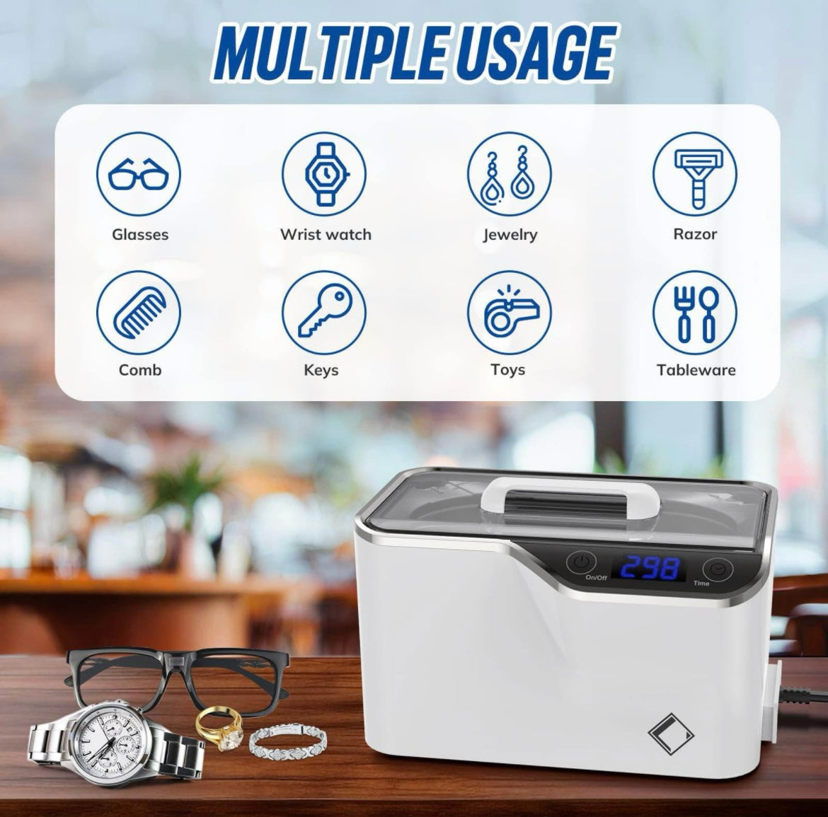 LifeBasis Ultrasonic Jewelry Cleaner, Professional Ultrasonic Cleaner Machine 20 Ounces (600ML)
