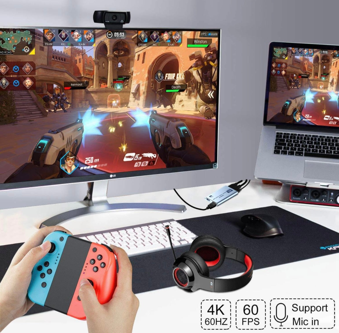 4K Audio Video Capture Card, USB 3.0 HDMI Video Capture Device, Full HD 1080P