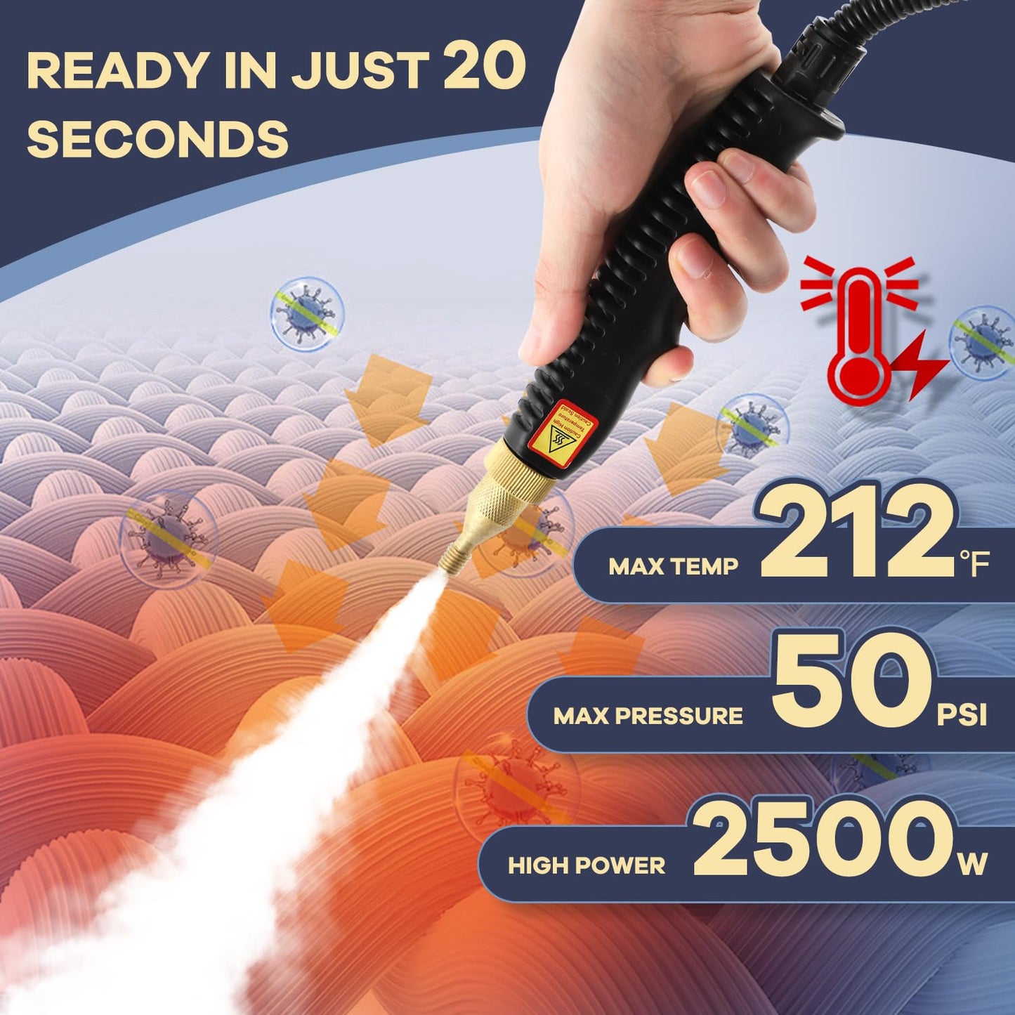 Steam Cleaner 2500W High Pressure Handheld High Temperature Cleaning Machine for Kitchen