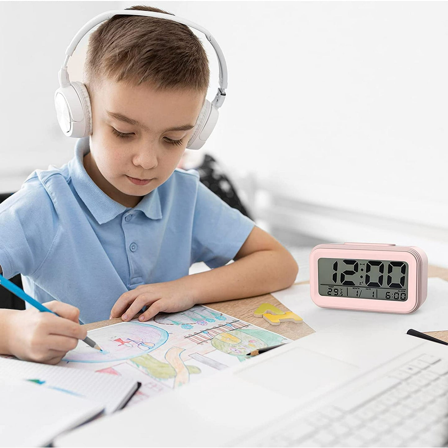 Silent Digital Alarm Clock for Kids & Adults