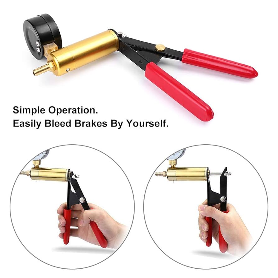 GZYF Automotive Handheld Vacuum Pump Test Set with Brake Bleeder Kit Adapters Vacuum Gauge Hose Connector