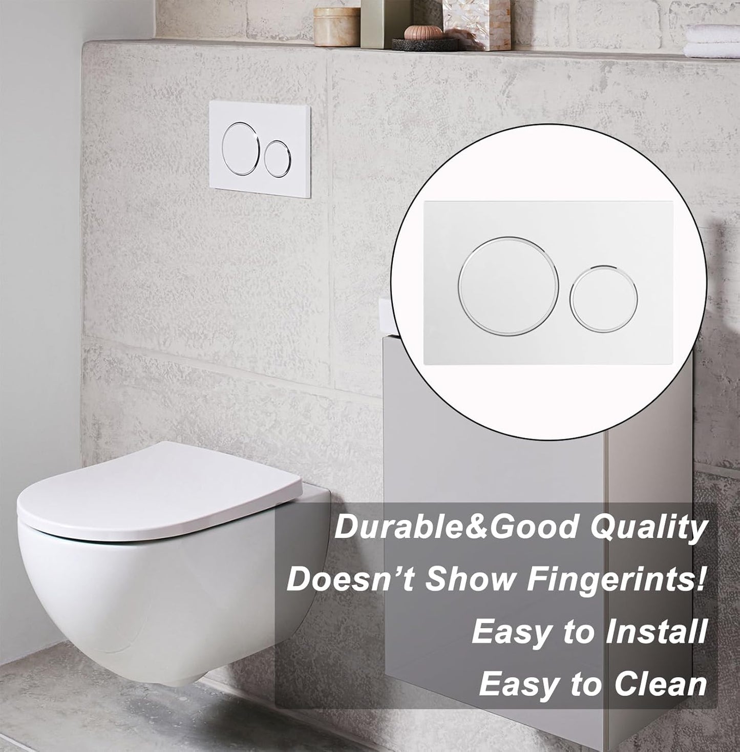 Toilet Flush Knob Dual Flush Plate, White 24.6x16.4 x1.2 cm