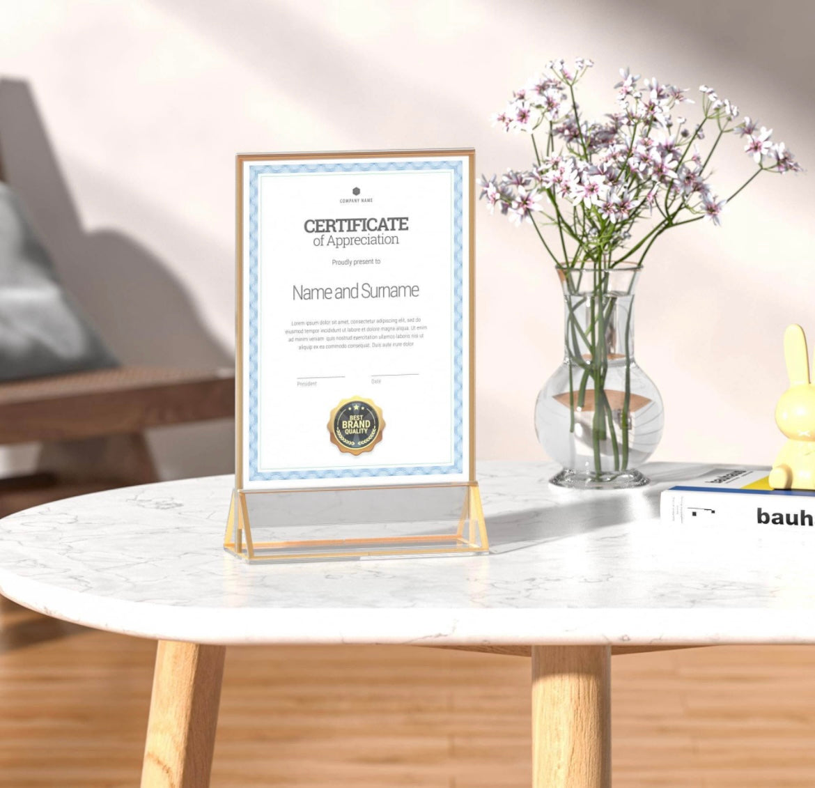 Sezanrpt Acrylic Place Card Holder Gold 13 x 18cm Vertical 4 Pack