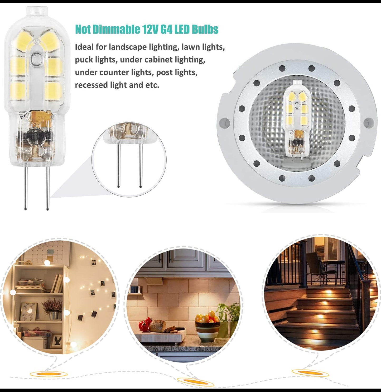 G4 LED Bulb, 12V Bi Pin 20W Halogen Bulb Replacement, NOT Dimmable, Warm White 3000K, 10-Pack