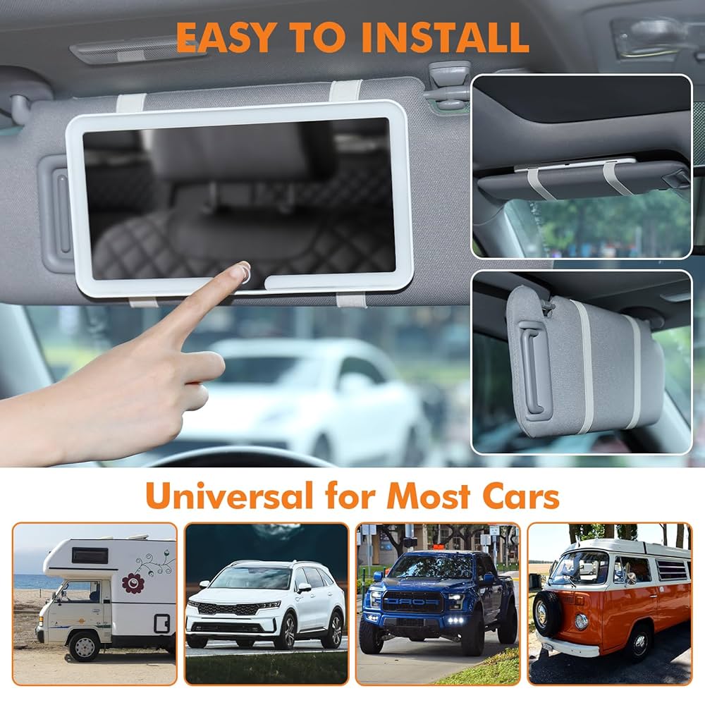 Car Sun Visor Mirror, Cosmetic Mirror with 3 Modes
