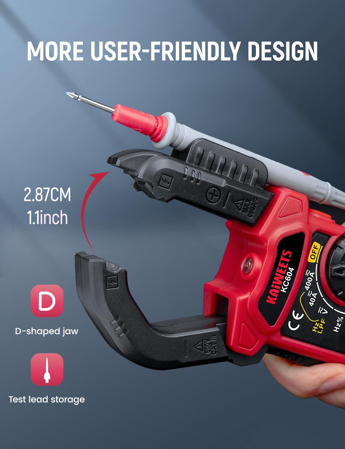 KAIWEETS Clamp Meter DC/AC current, Amp Meter Auto-ranging with D-Shaped Jaw, Clamp Multimeter Flash