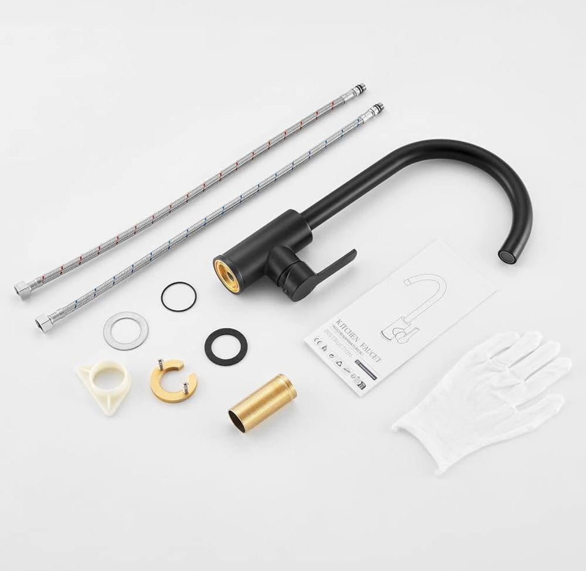 Auralum High Kitchen Tap, Black 35cm