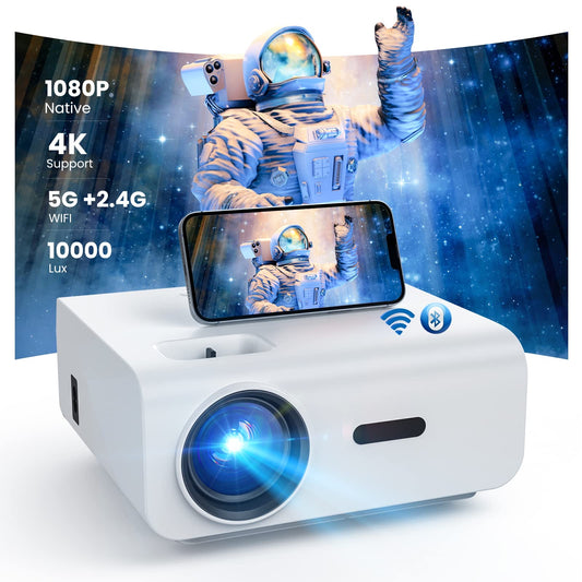 Native 1080P Full HD Projector, 5G WiFi Bluetooth 10000Lux 4K