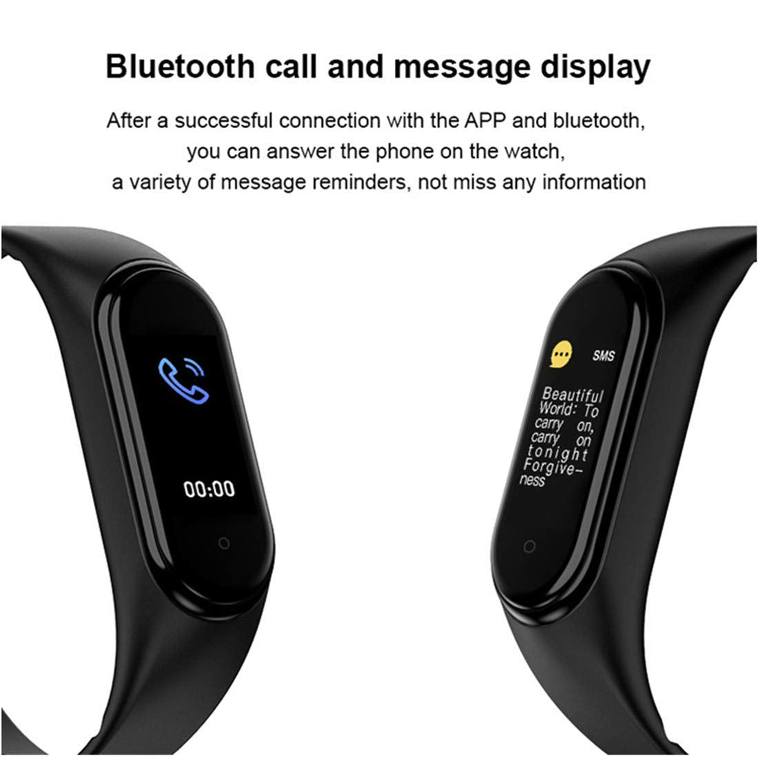 M5 Smart Band Wristband, IP67 Waterproof Smart Watch Black