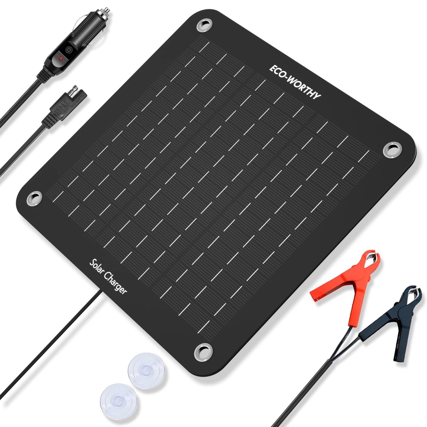 ECO-WORTHY 10W Solar Car Battery Charger Maintainer 12V Waterproof