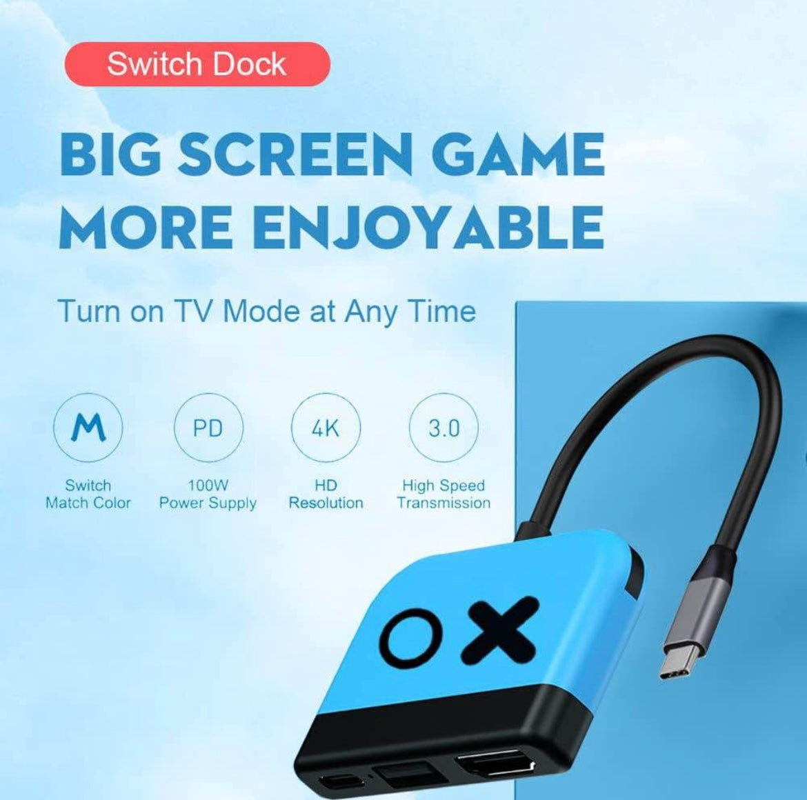 TV Docking Station for Switch/OLED,Portable Charging and HDMI Adapter with USB 3.0 Port