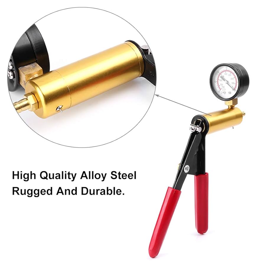 GZYF Automotive Handheld Vacuum Pump Test Set with Brake Bleeder Kit Adapters Vacuum Gauge Hose Connector