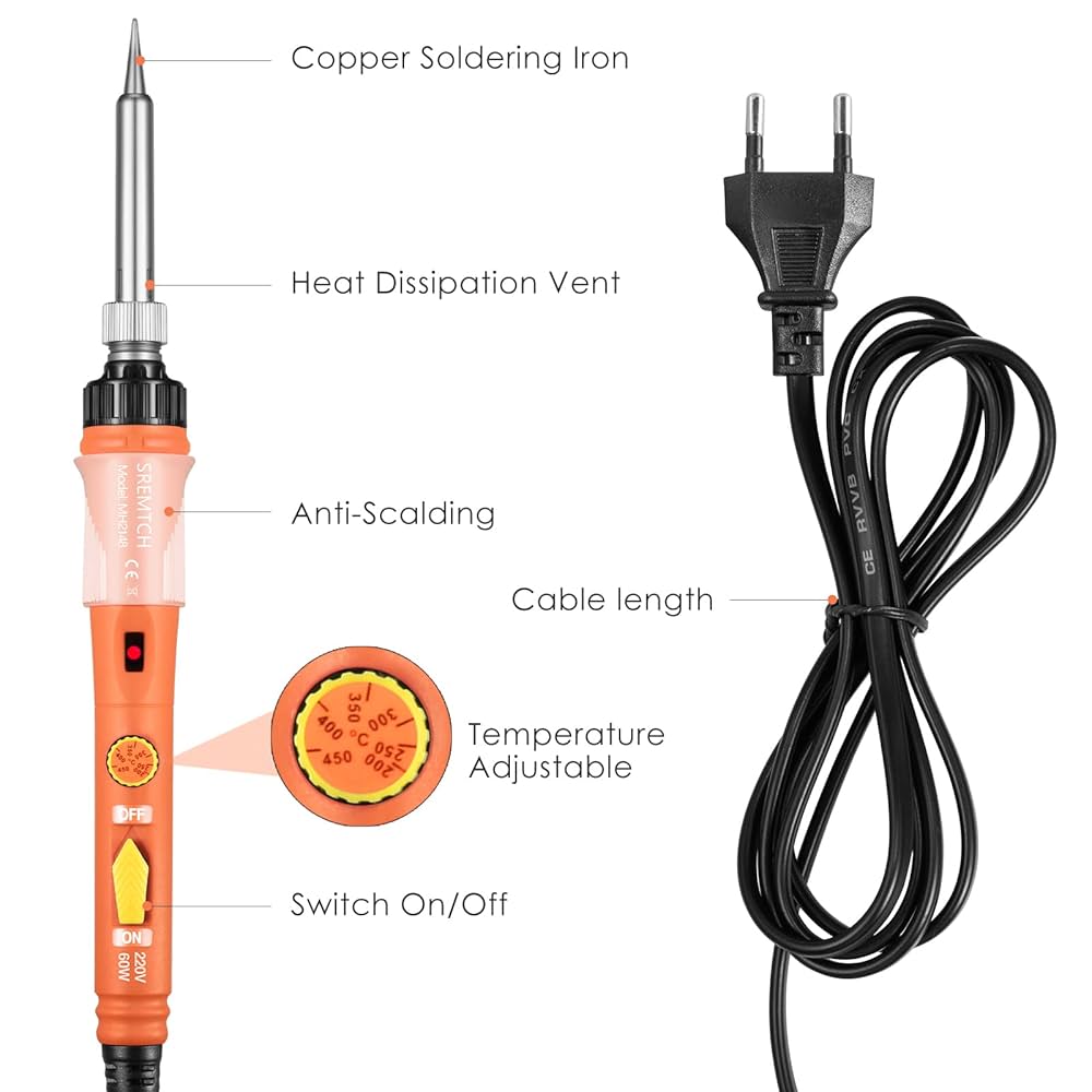 SREMTCH Soldering Iron Set with On/Off Switch, Adjustable Temperature 200~450°C