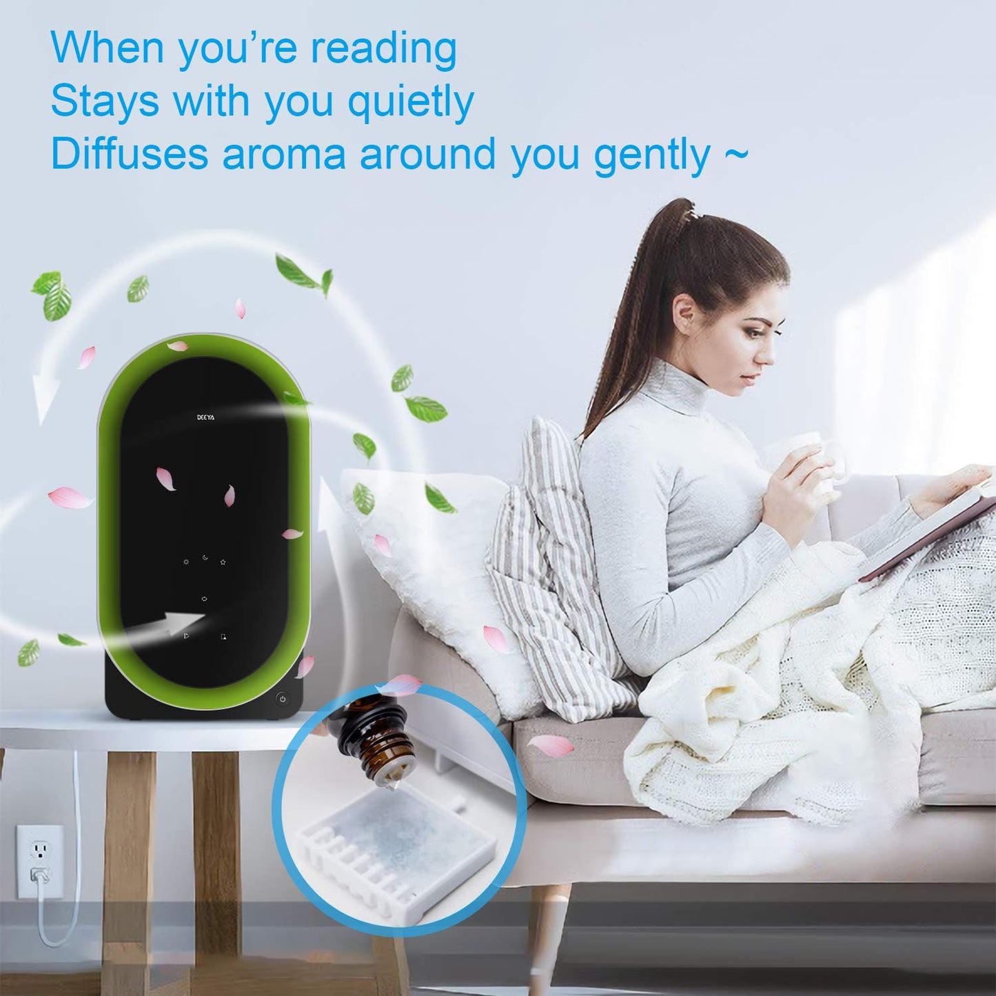 DEEYA Air purifier for allergy sufferers, smokers, dust and pollen, odours, animal hair for home, smoke chamber