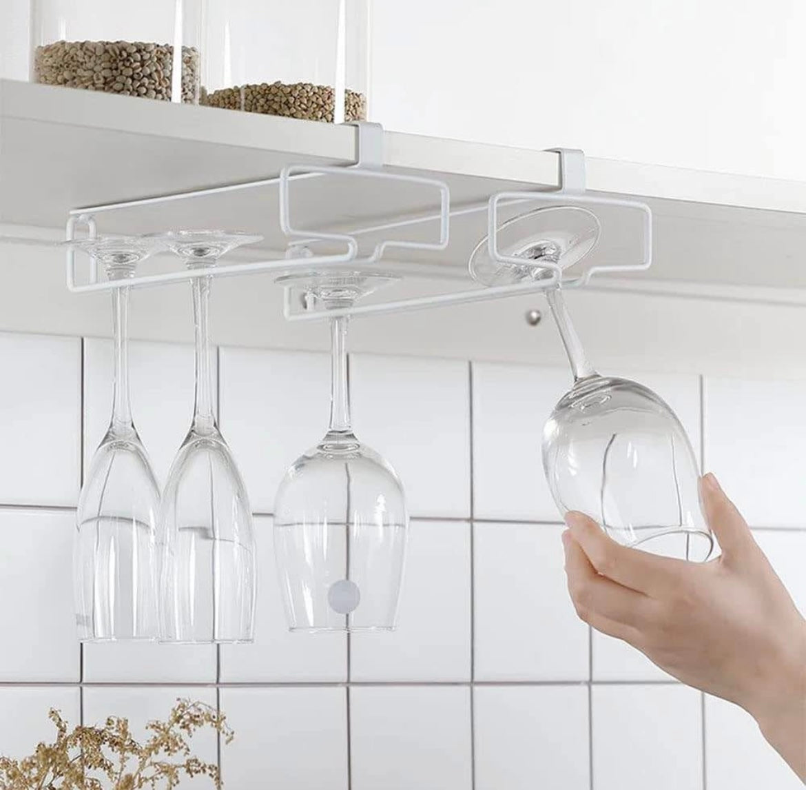 LINFIDITE 2 Pack Wine Glass Rack Under Cabinet Stemware