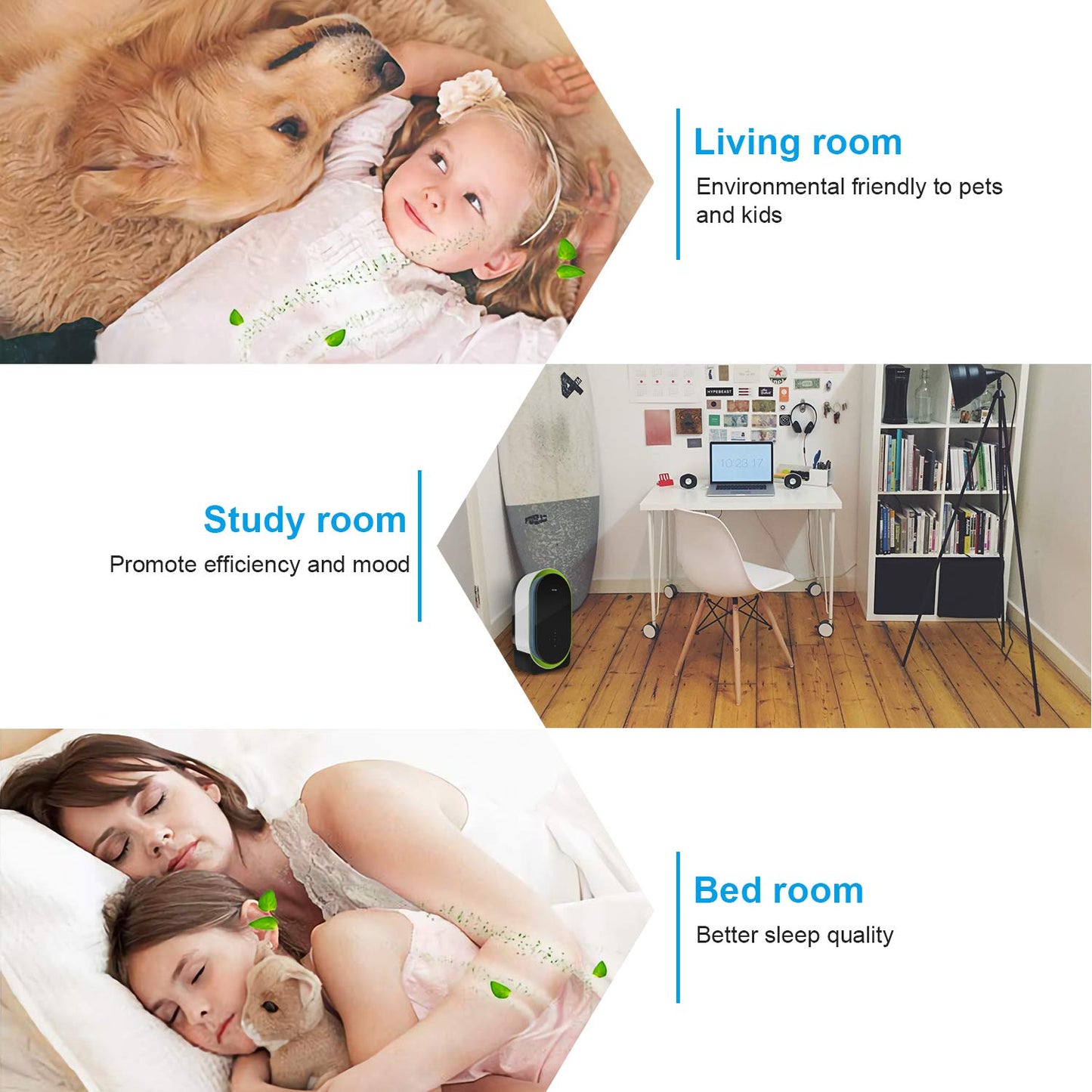 DEEYA Air purifier for allergy sufferers, smokers, dust and pollen, odours, animal hair for home, smoke chamber