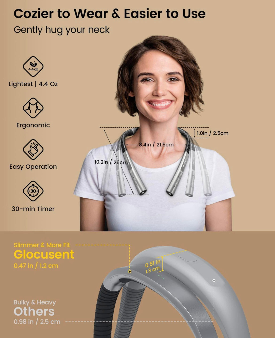 Glocusent Upgraded LED Neck Reading Light, Book Light for Reading in Bed, 30-min Timer