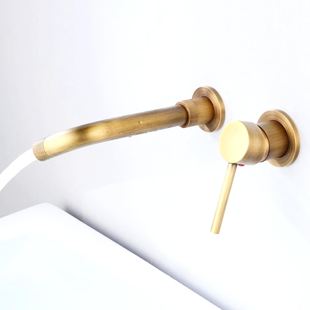 imiiHO 011 Wall-Mounted Basin Faucet, Bronze, Brass, Brushed, Bathroom tap