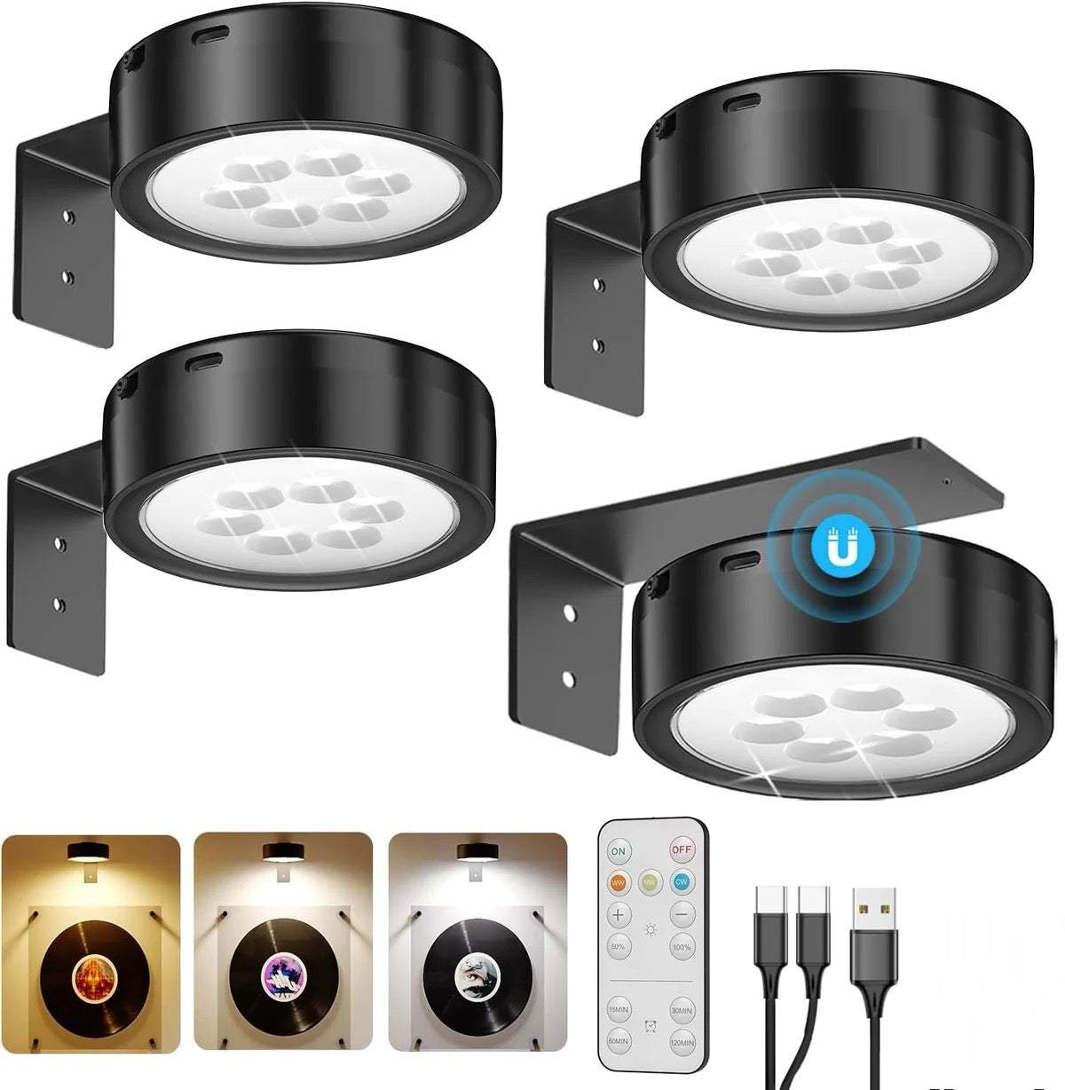 Tedmos Wireless Rechargeable Over Picture Lights for Wall