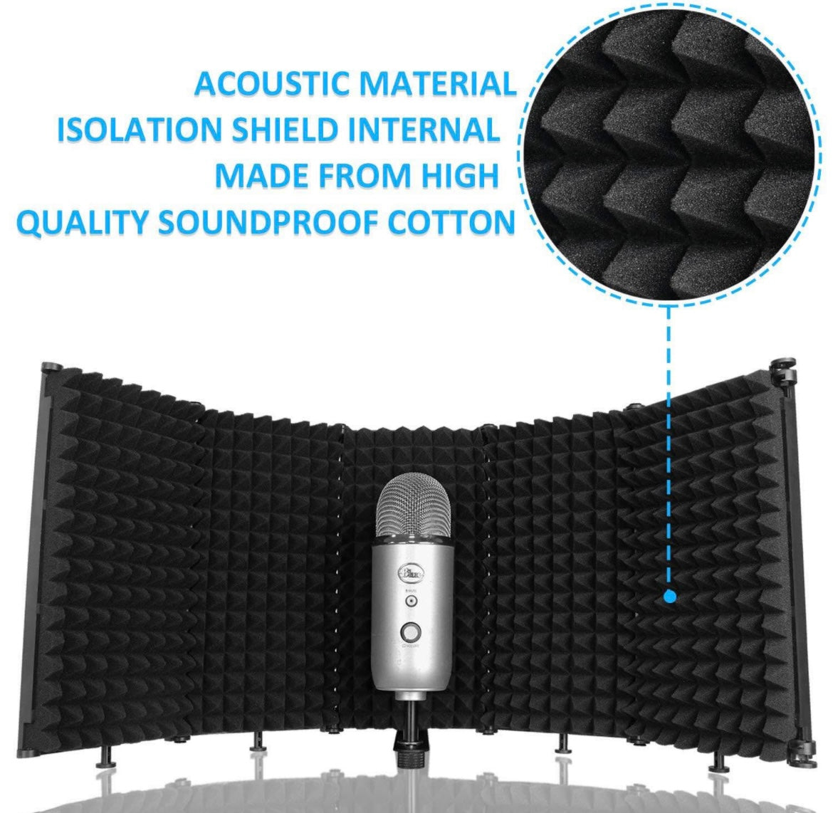 Mic Isolation Shield - Portable Studio Acoustic Sound Shield with Absorbing Foam for Microphone