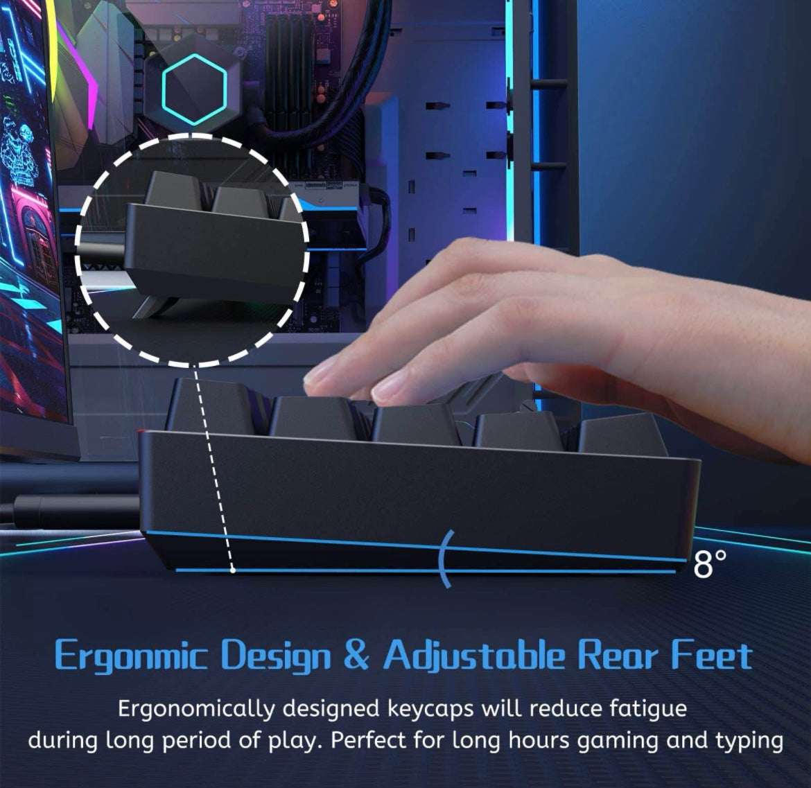 Dierya DK61se 60% Wired Mechanical Gaming Keyboard, Ice Blue Backlight, Type-C Mechanical Keyboard