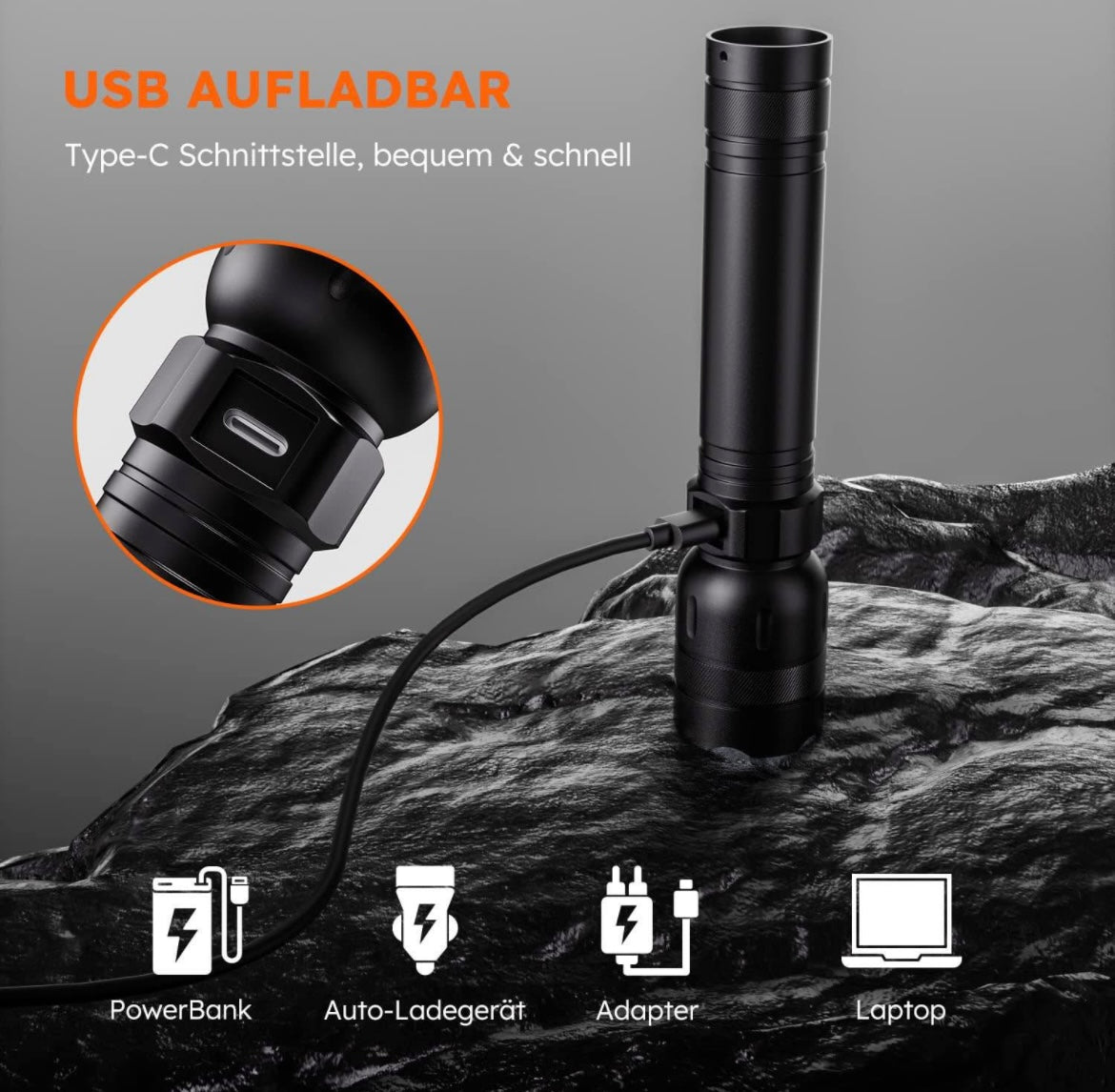 Kwanic Rechargeable LED Flashlight, Extremely Bright Waterproof