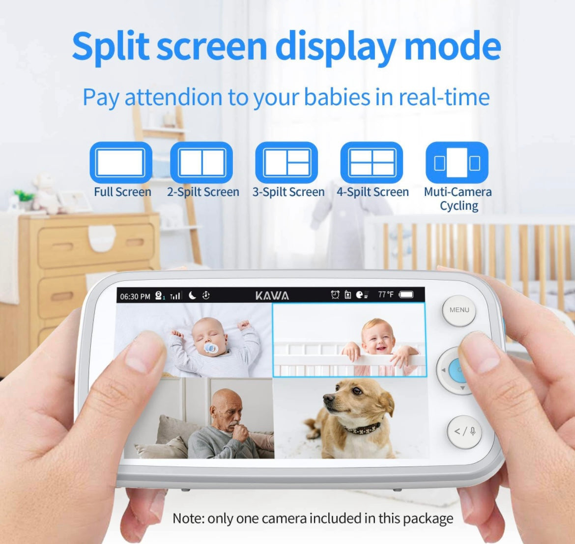 KAWA Baby Monitor, Video Baby Monitor with Camera and Audio, 5" 720P HD Display
