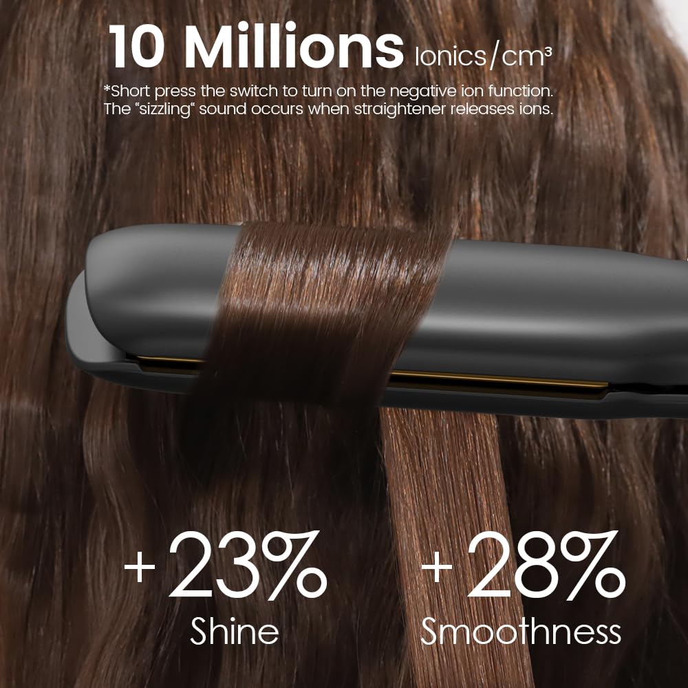 FASZIN Professional Hair Straightener, 1.18 inch Ionic Titanium Plate, 20S Fast Heat Up Flat Iron with Clear LED Display