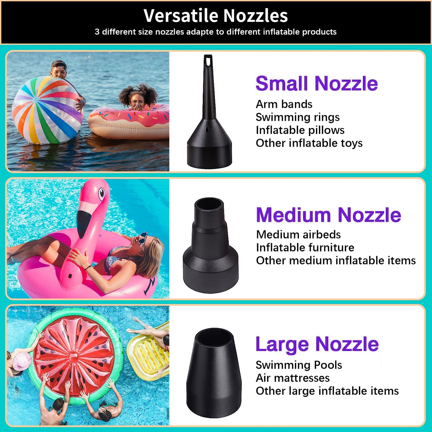 Electric Air Pump for Inflatables, 4000mAH Rechargeable Battery Powered Air Mattress Pump