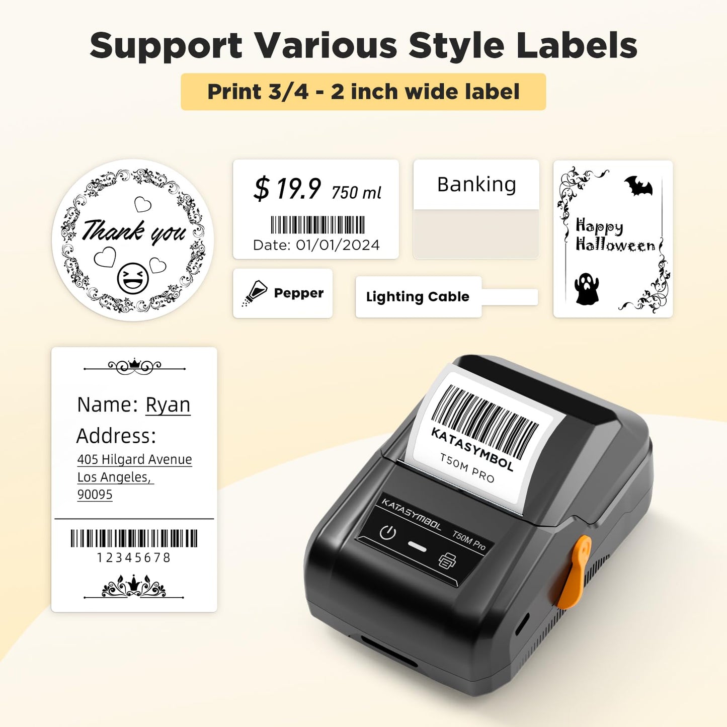 SUPVAN T50M Pro Bluetooth Label Maker Machine with Tape