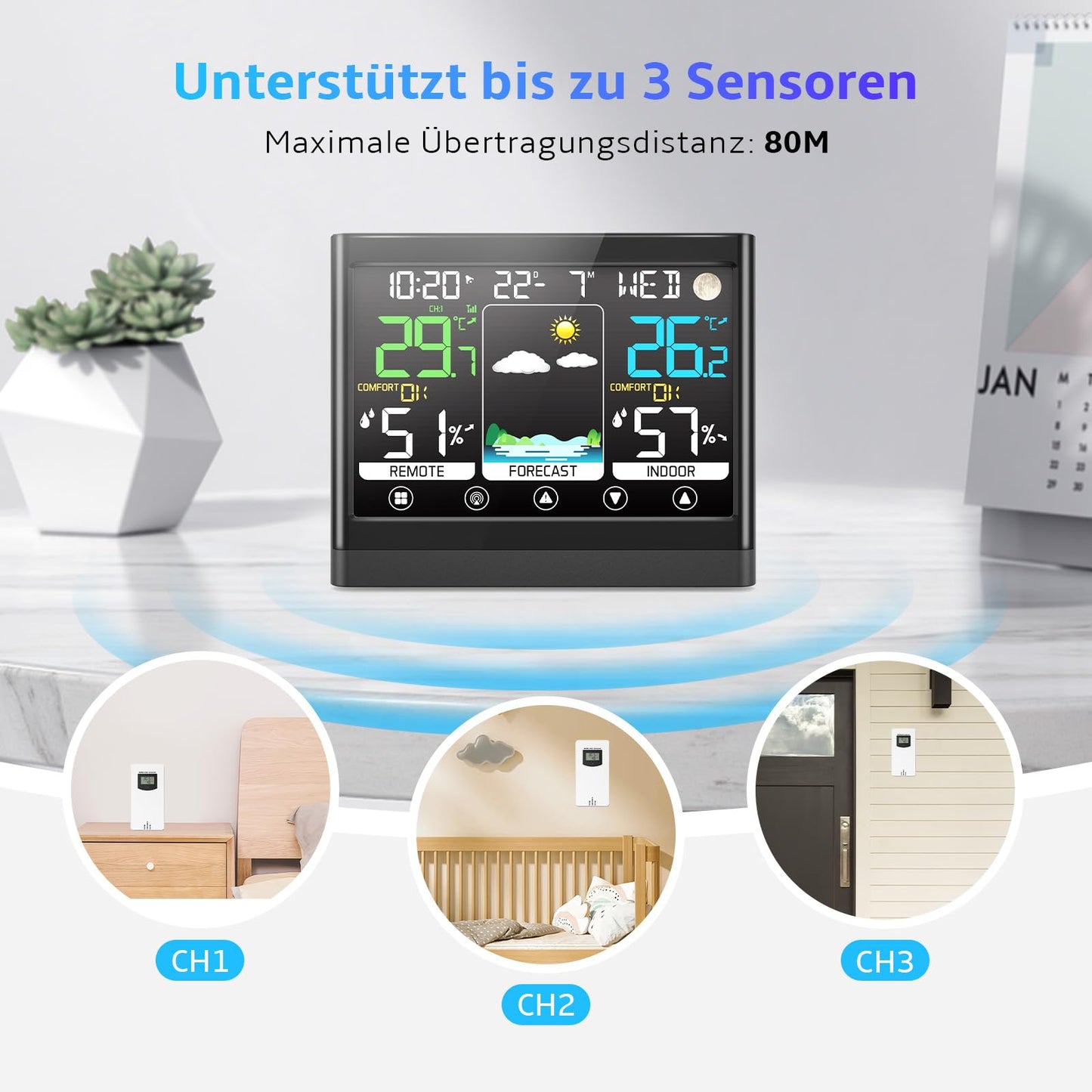 jely Wireless Weather Station with Outdoor Sensor