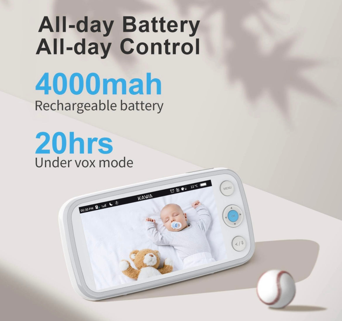 KAWA Baby Monitor, Video Baby Monitor with Camera and Audio, 5" 720P HD Display