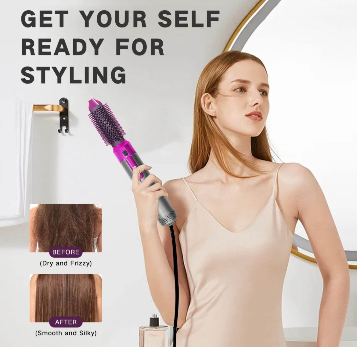 New Updated 5 in 1 Hair Styler, Hot Air Brush, Hair Dryer Brush, Hair Curler, Air Styler, Hair Dryer