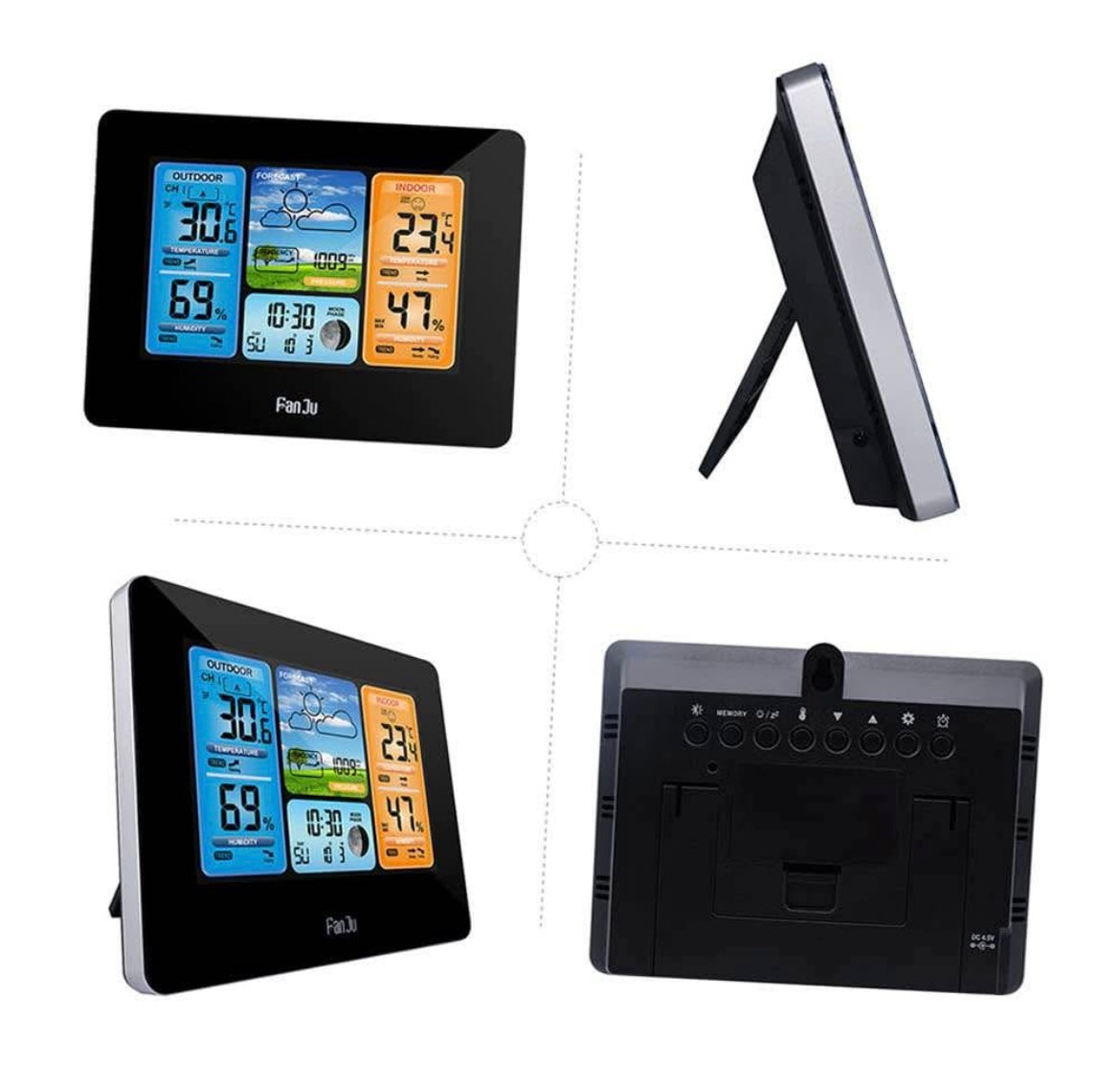 Multifunction Digital Weather Station Indoor Outdoor LCD Alarm Clock