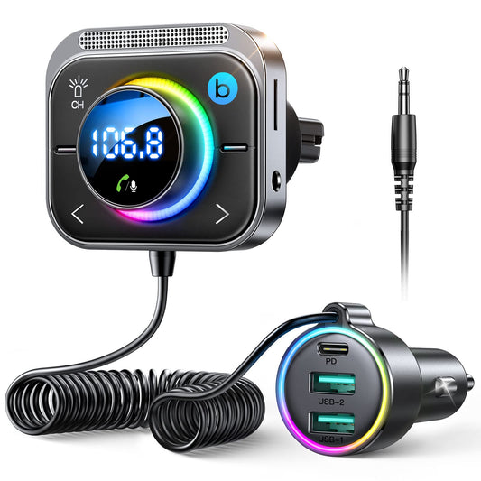 JOYROOM 66W Bluetooth 5.4 Car Adapter Aux with 3 Charging Ports【PD 30W & 2 * 18W