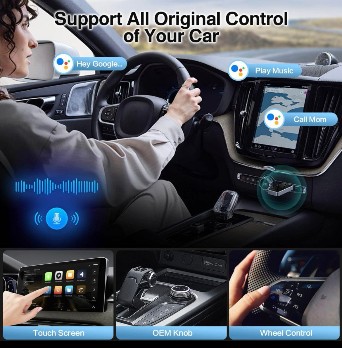 Wireless Carplay Adapter uk for Apple Devices, [2024 Upgrade] USB CarPlay